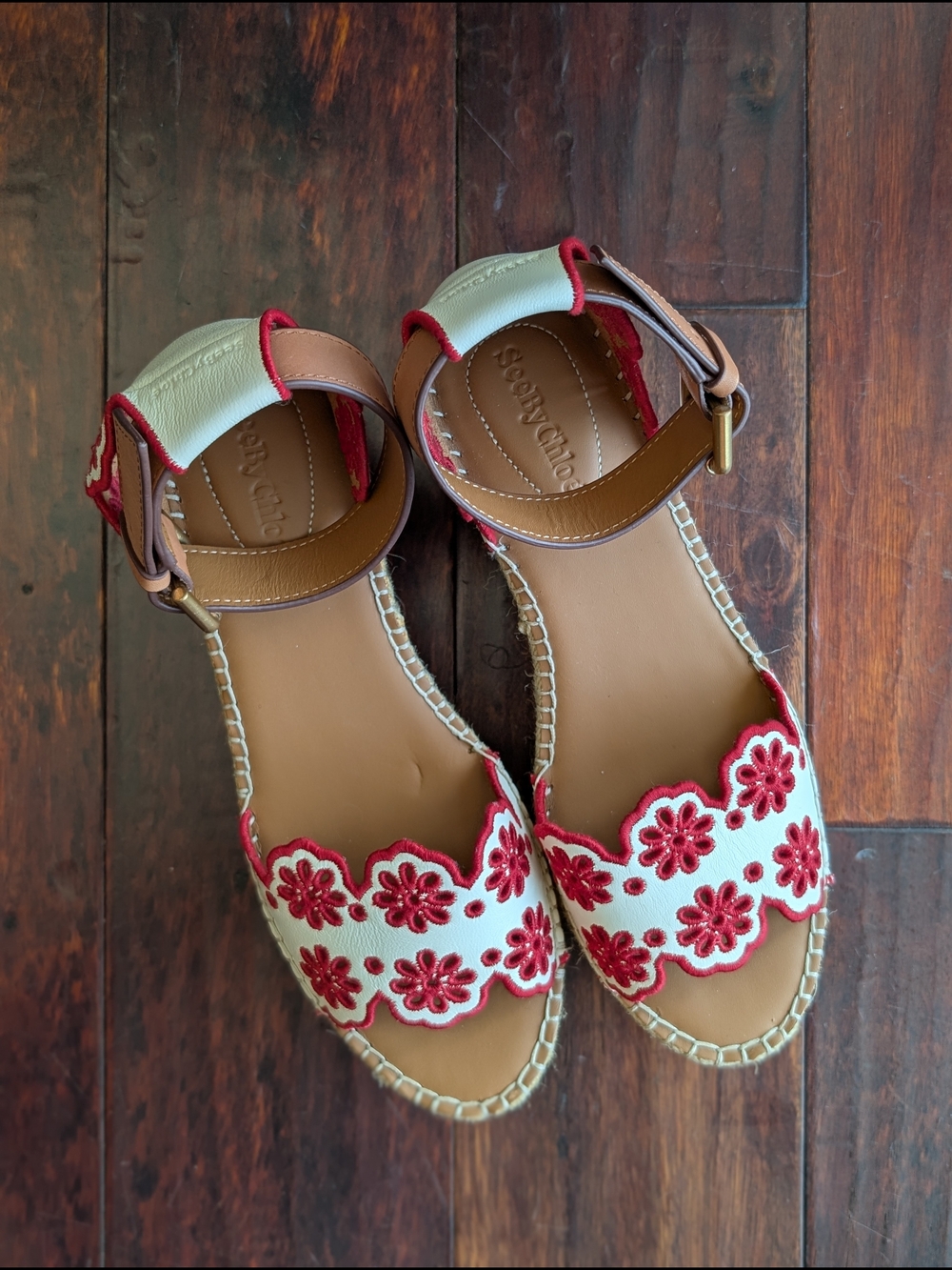 NWOT Glyn Platform Sandal in Chalk & Red Summer Wedge Espadrilles Size 39 8.5 - Picture 2 of 9